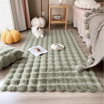 Skorter | Floral Plush Faux Fur Rug with Non-Slip Backing