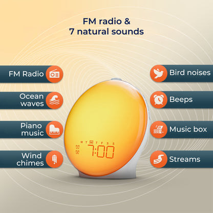 Skorter | Sunrise Alarm Clock | Natural Wake-Up Light with Ambient Lighting for Heavy Sleepers & Dark Mornings