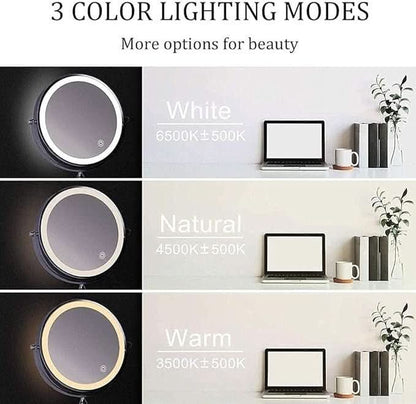 Skorter | LED magnifying mirror with adjustable lighting and rechargeable battery