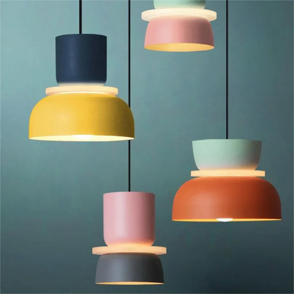 Skorter | Nordic Color Block Pendant Light Fixture - Modern Hanging Lamp for Kitchen & Dining Room