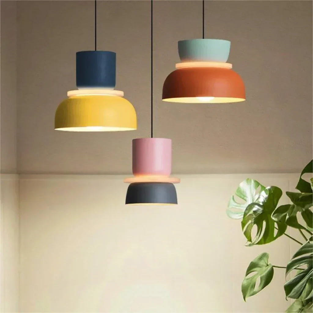 Skorter | Nordic Color Block Pendant Light Fixture - Modern Hanging Lamp for Kitchen & Dining Room