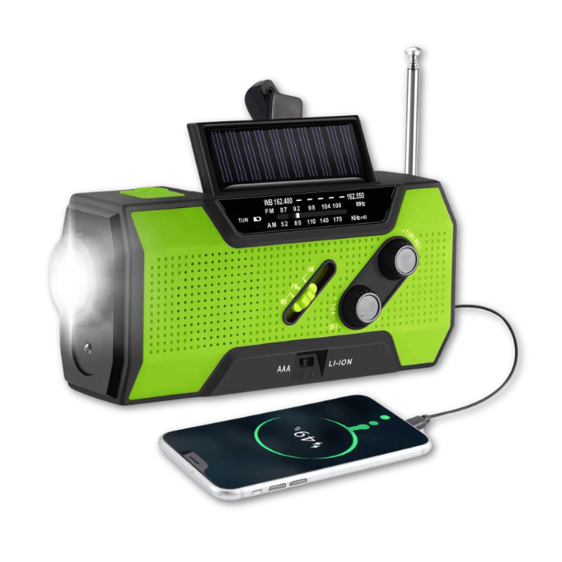 Skorter | All-In-One Emergency Radio | 4000mAh Battery, Solar & Hand Crank Charging for Outdoor Adventures and Emergency Preparedness