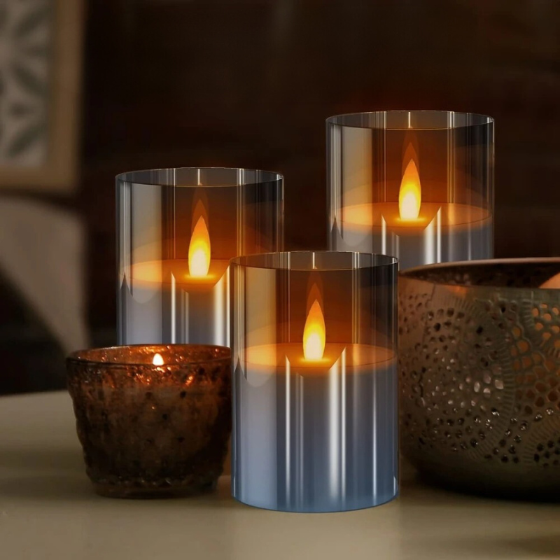 Skorter | LED Ambient Candle Lights | Realistic Flame Aura, Customizable Brightness & Timer Settings for Home Decor and Events