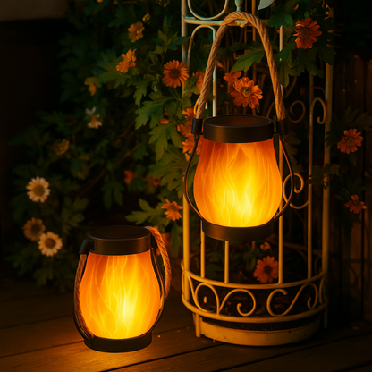 Skorter | Solar-Powered Outdoor Lantern | Realistic Flame Effect, All-Weather Proof & Ideal for Cozy Evenings on the Patio or Balcony