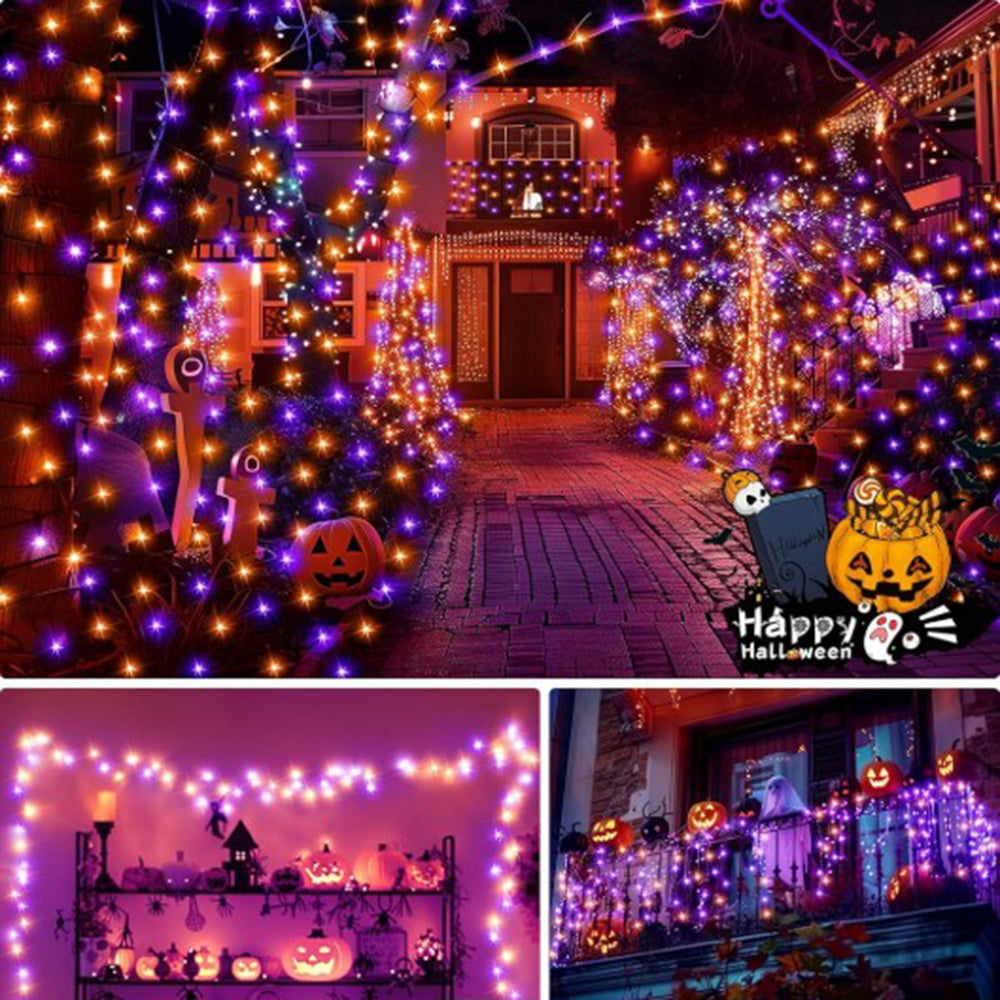 Skorter | Halloween LED String Lights – Purple and Orange Fairy Lights for Outdoor Terrace, Garden, Street, Home, Christmas, and Party Decor
