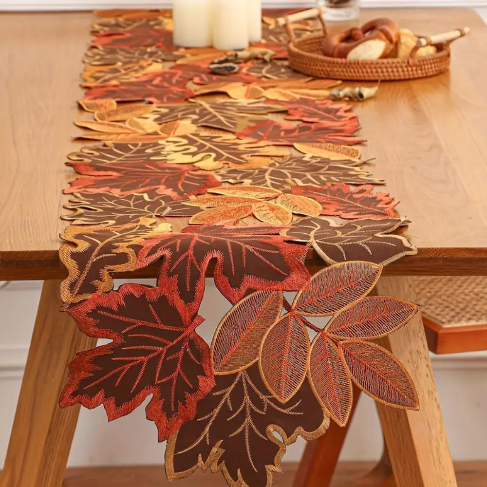 Skorter | Autumn Leaves Table Runner for Dining Decor