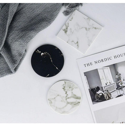 Skorter | Coastline Vegan Leather Coaster Set | Marble Look | Stylish Protection for Surfaces