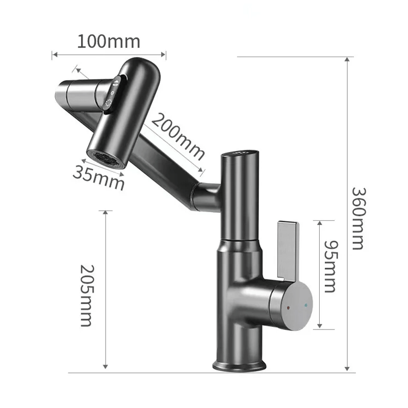 Skorter | LustraFlow 360° Smart Fixture | Modern Kitchen and Bath Mixer with LED Temperature Display