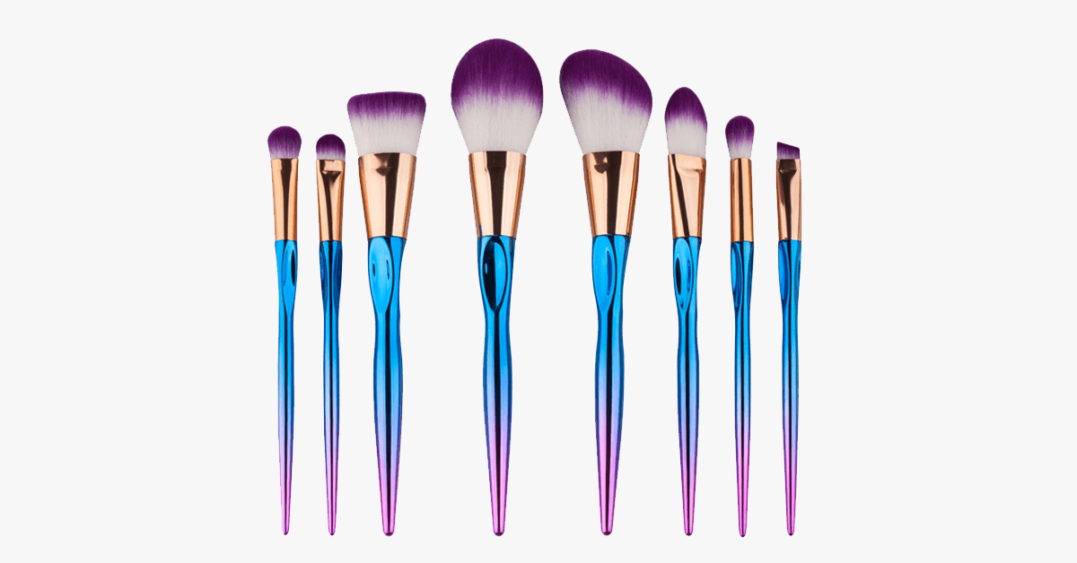 Skorter | 8-piece rainbow mermaid brush set – Get ready for any occasion with a flawless look