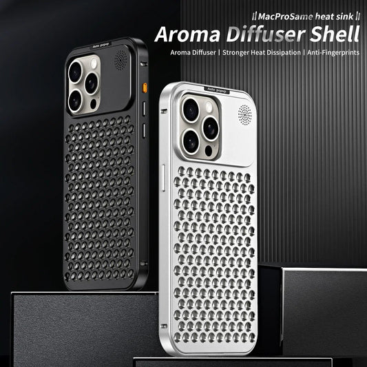 Skorter | Breathable Perfume Aluminum alloy Heat Dissipation Phone Case For iPhone 12 13 14 15 Pro Max Plus Detachable Cover