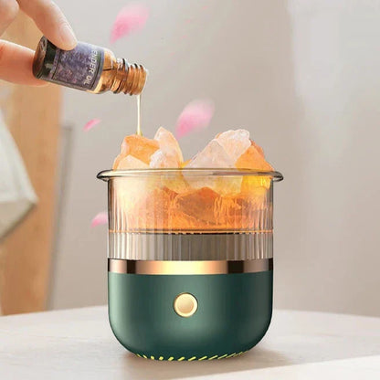 Skorter | Himalaya salt crystal lamp & essential oil diffuser, USB ultrasonic humidifier for home & office