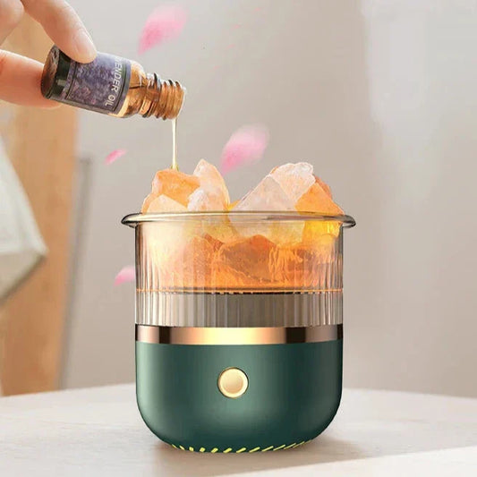 Skorter | Himalaya salt crystal lamp & essential oil diffuser, USB ultrasonic humidifier for home & office