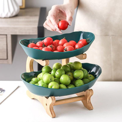 Skorter | BambuNest – Modern Bamboo Fruit Basket with Removable Trays & Multi-Tier Design