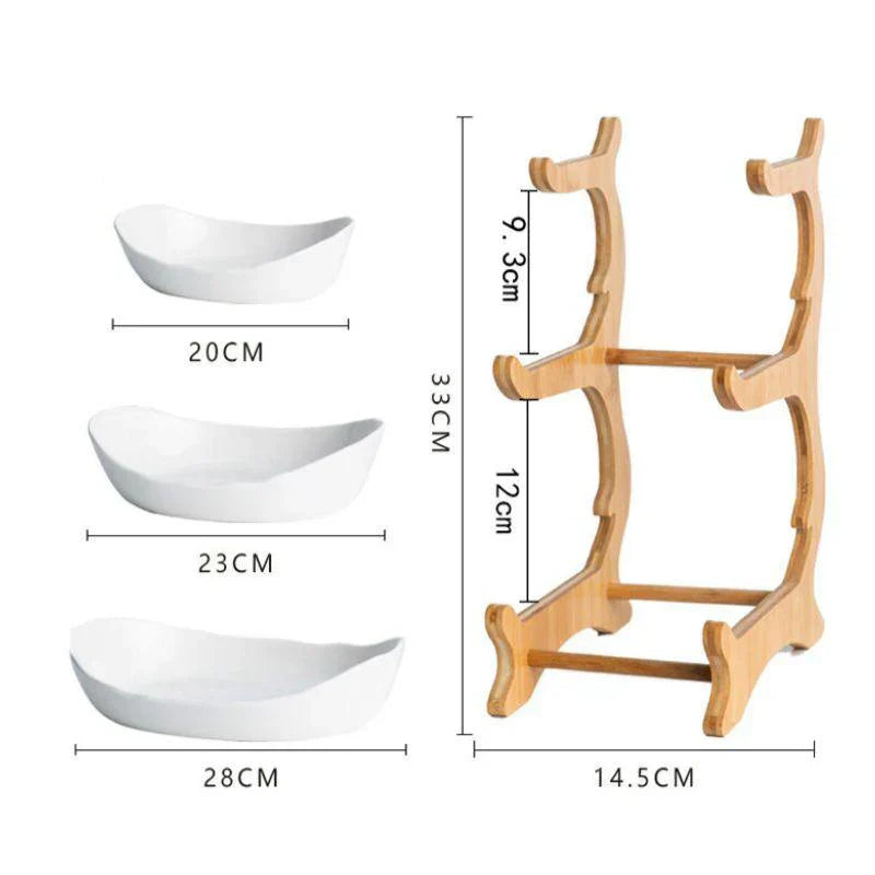 Skorter | BambuNest – Modern Bamboo Fruit Basket with Removable Trays & Multi-Tier Design