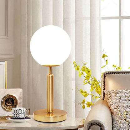 Skorter | LuminousOrb - LED Glass Sphere Brass Table Lamp