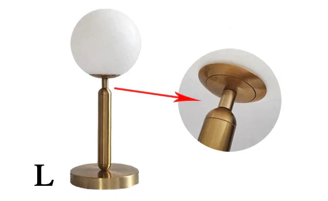 Skorter | LuminousOrb - LED Glass Sphere Brass Table Lamp