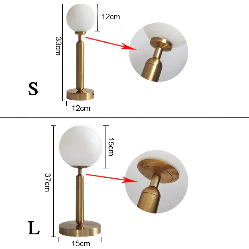 Skorter | LuminousOrb - LED Glass Sphere Brass Table Lamp