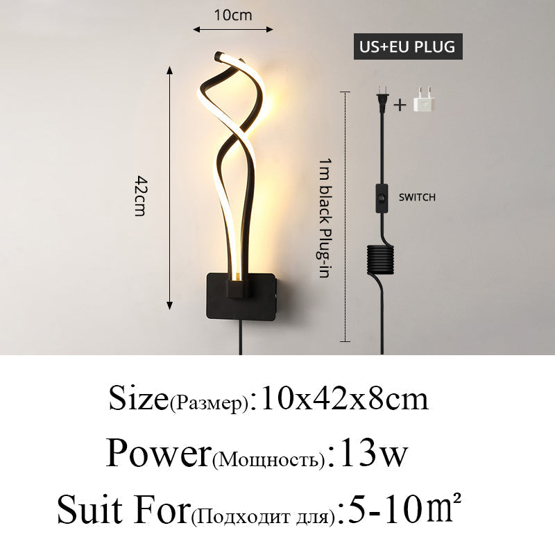 Skorter | Modern Minimalist Wall Lamps Living Room Bedroom Bed Nightstand Pendant LED Indoor Black White Lamp Corridor Lighting Decoration