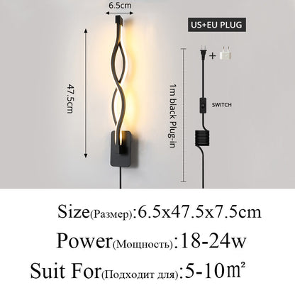 Skorter | Modern Minimalist Wall Lamps Living Room Bedroom Bed Nightstand Pendant LED Indoor Black White Lamp Corridor Lighting Decoration