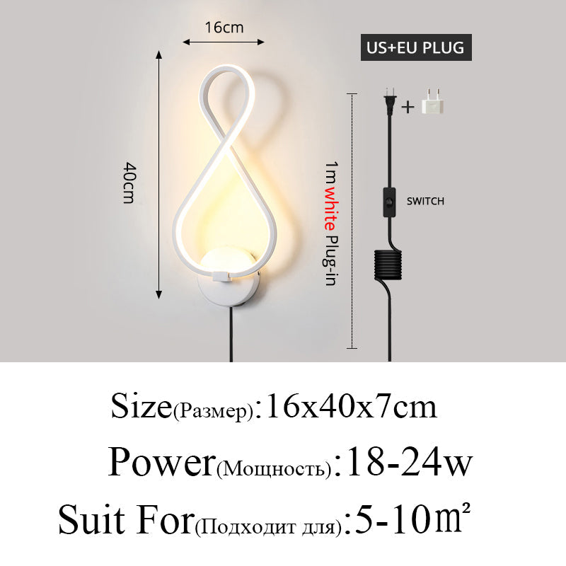 Skorter | Modern Minimalist Wall Lamps Living Room Bedroom Bed Nightstand Pendant LED Indoor Black White Lamp Corridor Lighting Decoration