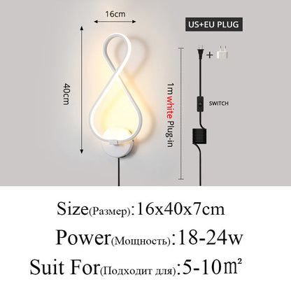 Skorter | Modern Minimalist Wall Lamps Living Room Bedroom Bed Nightstand Pendant LED Indoor Black White Lamp Corridor Lighting Decoration