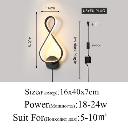 Skorter | Modern Minimalist Wall Lamps Living Room Bedroom Bed Nightstand Pendant LED Indoor Black White Lamp Corridor Lighting Decoration