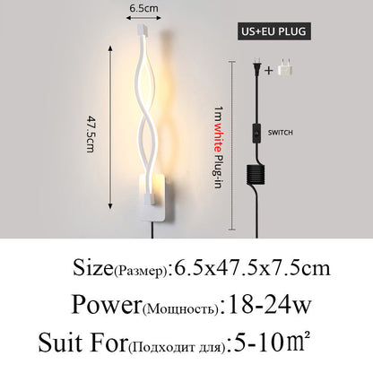 Skorter | Modern Minimalist Wall Lamps Living Room Bedroom Bed Nightstand Pendant LED Indoor Black White Lamp Corridor Lighting Decoration