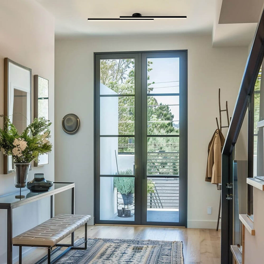 Skorter | Modern Aluminium Semi Flush Mount LED Ceiling Light | Minimalist Design for Living Room. Bedroom & Hallway