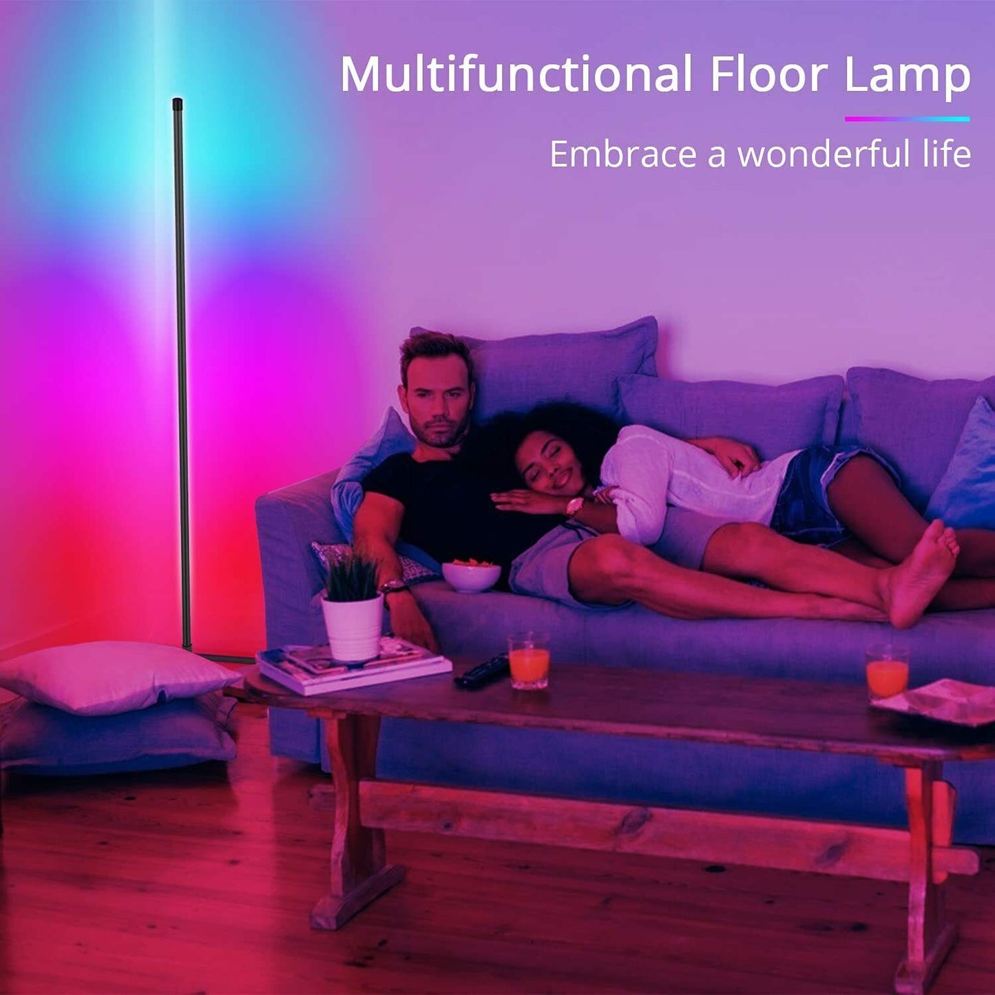 Skorter | Modern RGB LED Floor Lamps Indoor Lighting Atmosphere Bluetooth Remote Control Standing Light Bedroom Nightstand Dining Room Decor