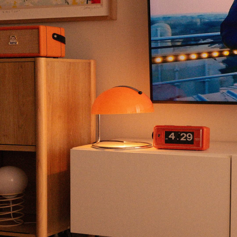 Skorter | Mid-Century Modern Desk Lamp – Retro Orange Dome Design with USB Power