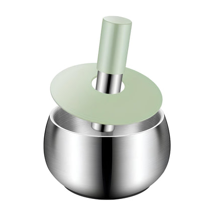 Skorter and a stainless steel mortar with lid