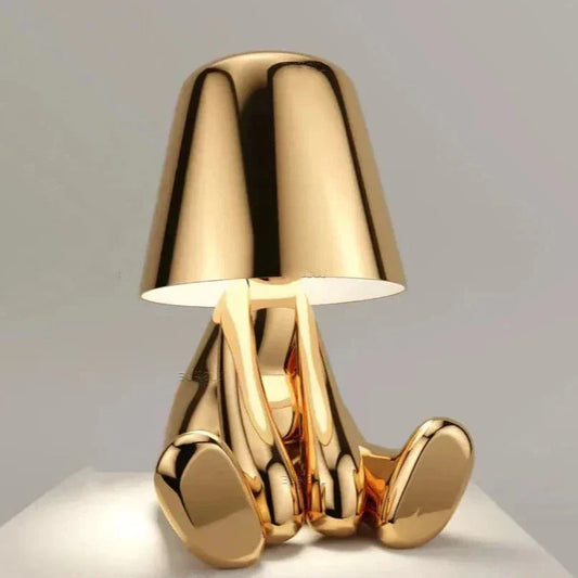 Skorter | Golden Man LED Thinking Table Lamp – Playful Nightstand Lamp for Bedroom & Decor