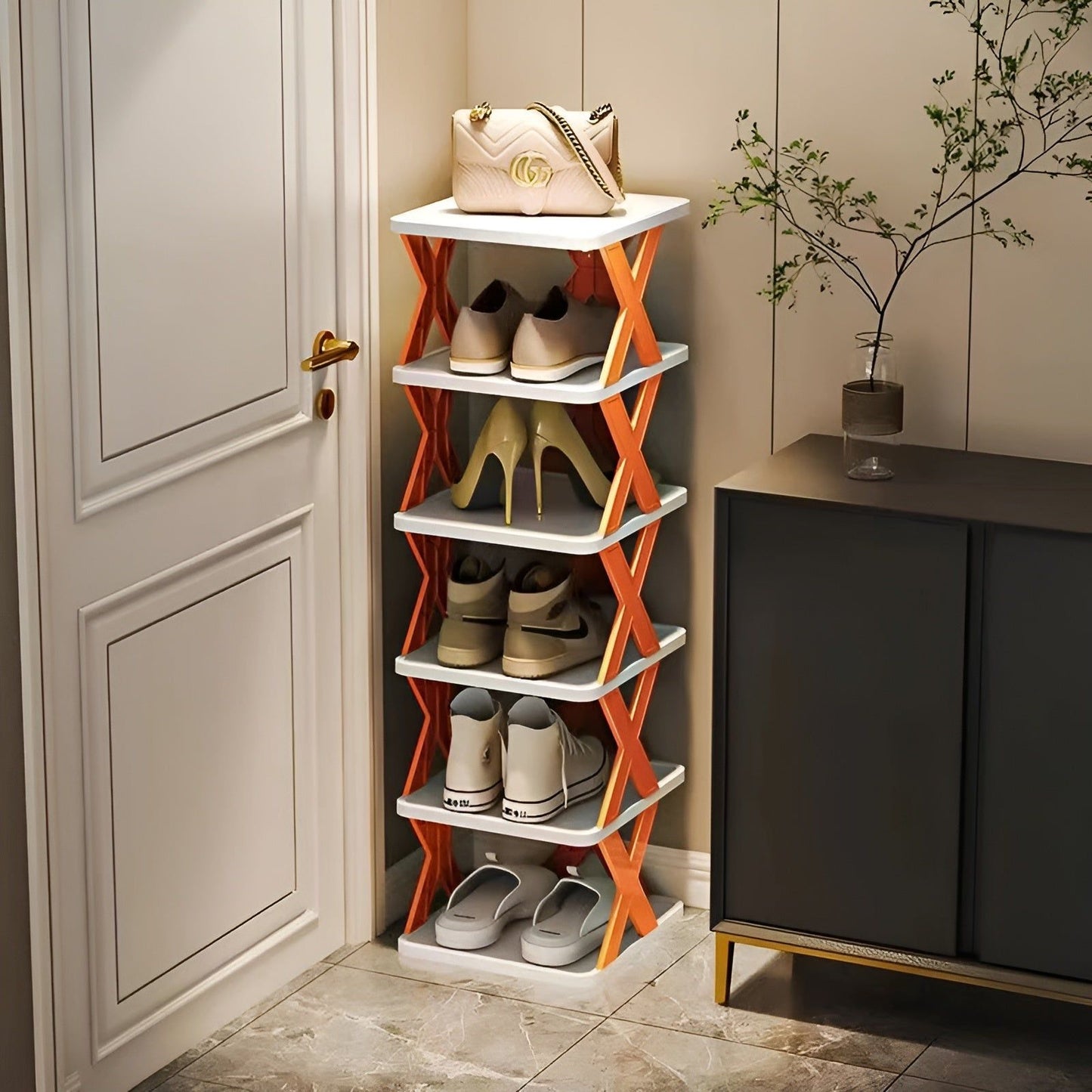 Skorter | FlexiStack Shoe Rack – Foldable Multiple Shoe Organizer for Small Spaces