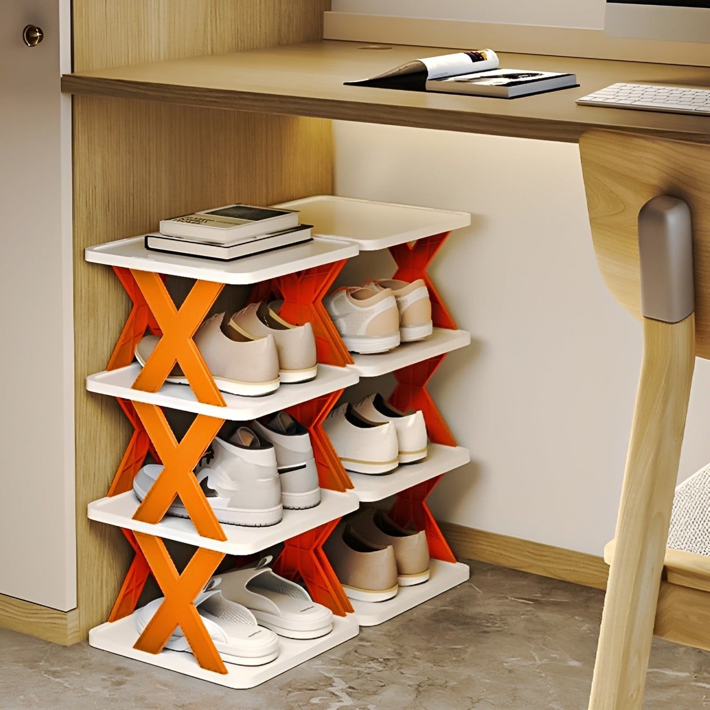 Skorter | FlexiStack Shoe Rack – Foldable Multiple Shoe Organizer for Small Spaces