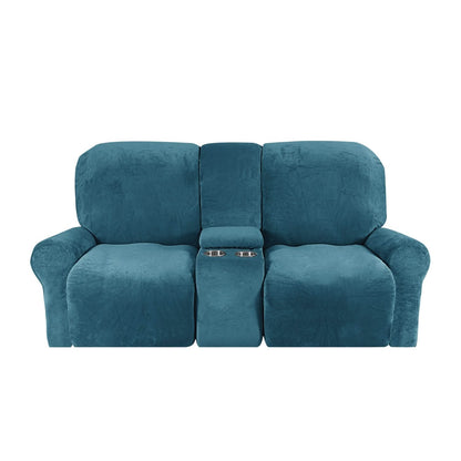 Skorter | 2-Seater Recliner Sofa Cover with Cup Holders – Velvet Plush