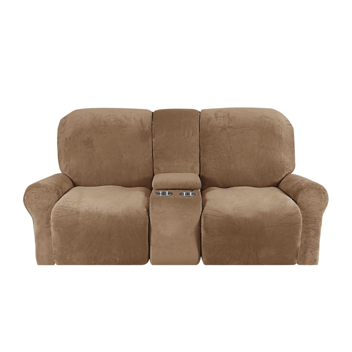 Skorter | 2-Seater Recliner Sofa Cover with Cup Holders – Velvet Plush