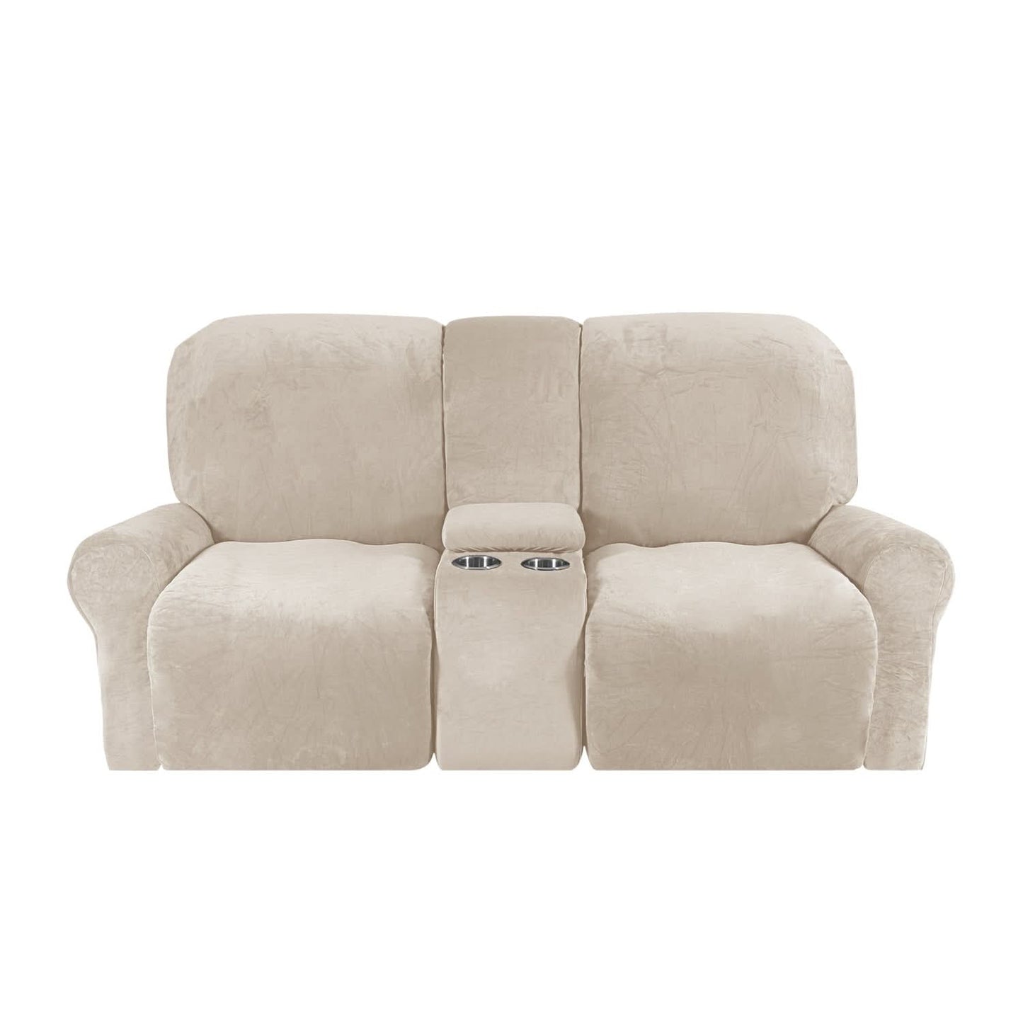 Skorter | 2-Seater Recliner Sofa Cover with Cup Holders – Velvet Plush
