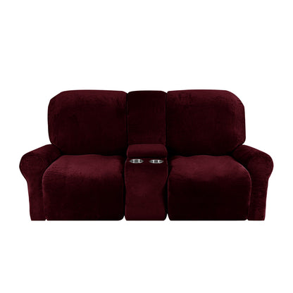 Love-seat Recliner Cover with Cup Holders 2 Seats Easy-Going Non Slip Soft Sofa Slipcover Thick Soft Furniture Covers, 12 Colors