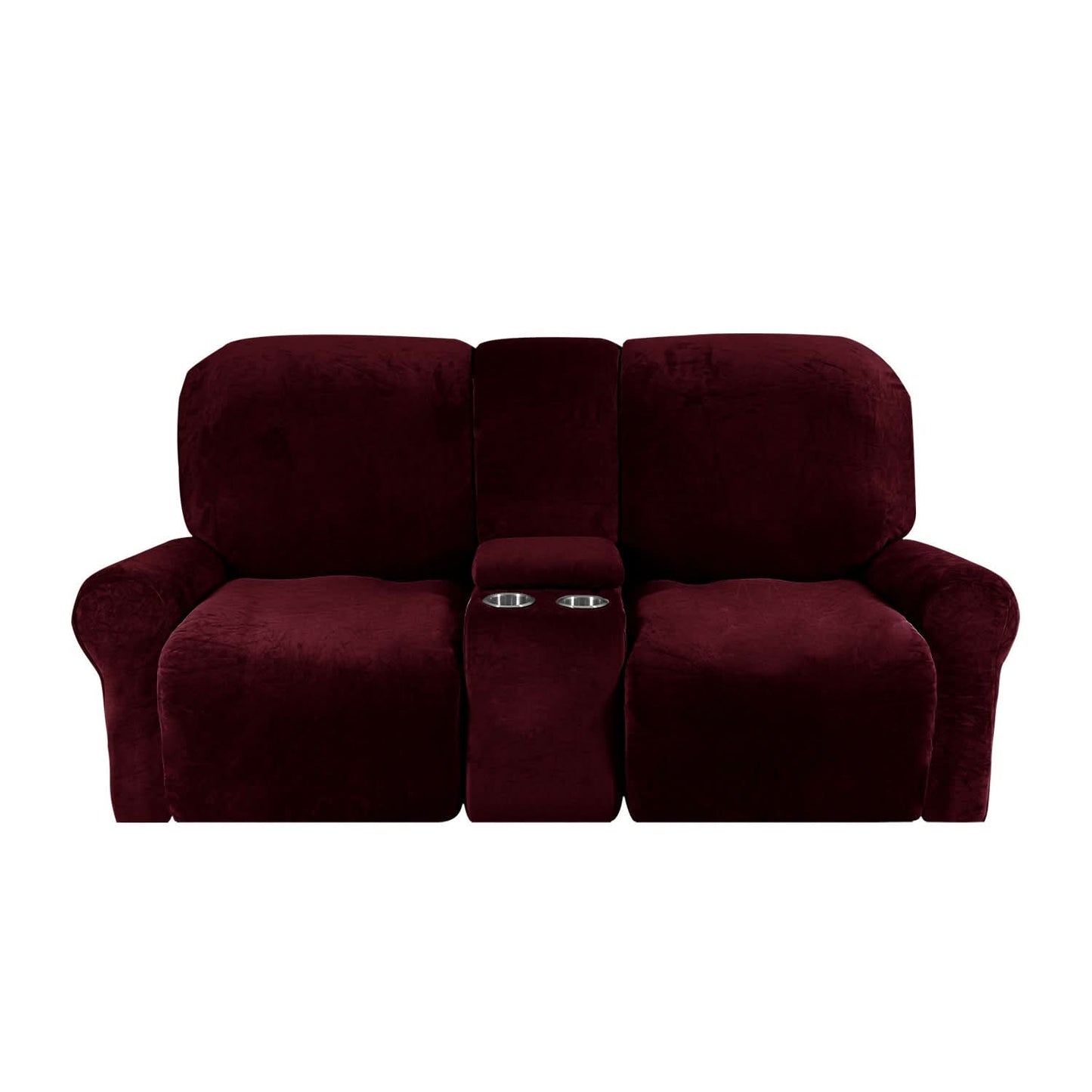 Skorter | 2-Seater Recliner Sofa Cover with Cup Holders – Velvet Plush