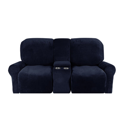 Love-seat Recliner Cover with Cup Holders 2 Seats Easy-Going Non Slip Soft Sofa Slipcover Thick Soft Furniture Covers, 12 Colors