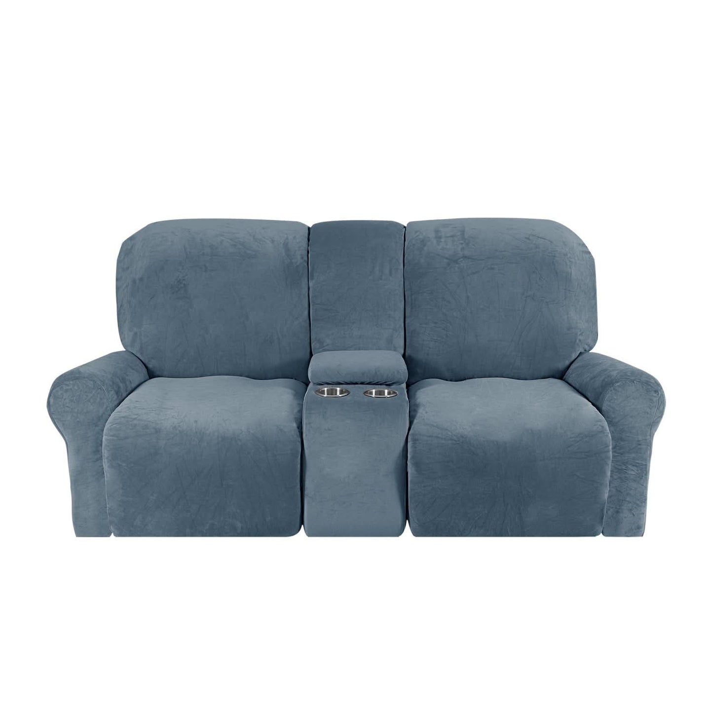 Skorter | 2-Seater Recliner Sofa Cover with Cup Holders – Velvet Plush