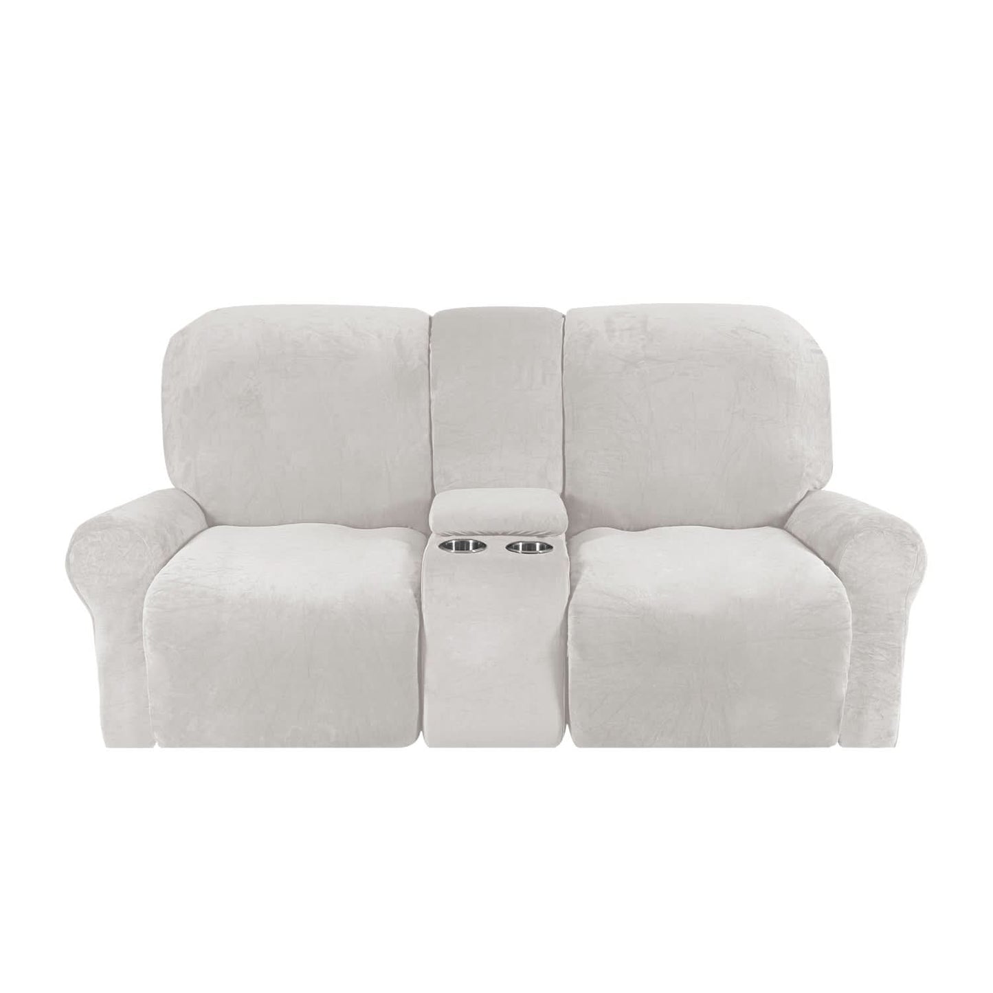 Skorter | 2-Seater Recliner Sofa Cover with Cup Holders – Velvet Plush