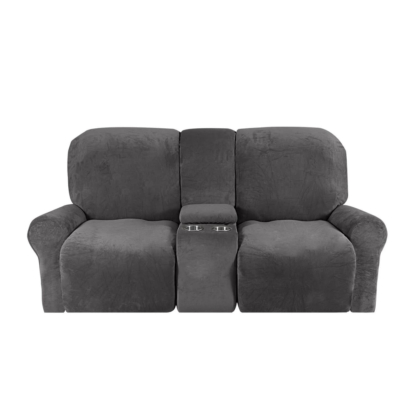 Skorter | 2-Seater Recliner Sofa Cover with Cup Holders – Velvet Plush