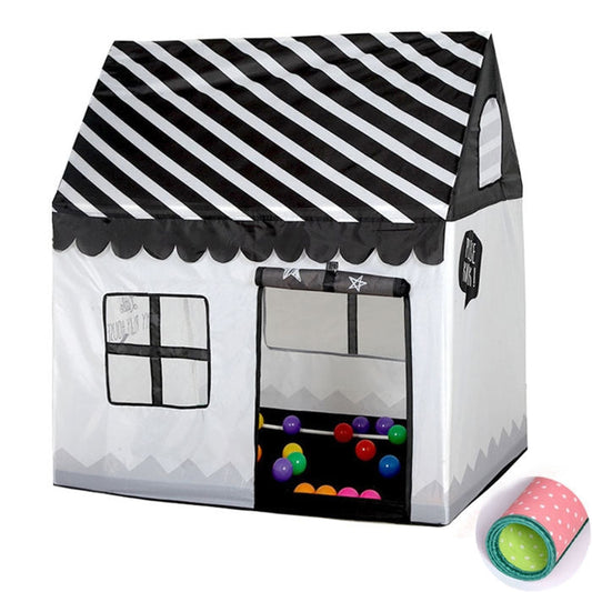 Skorter | Household Children Printing Play Tent Small Game House with Mat (Black White)