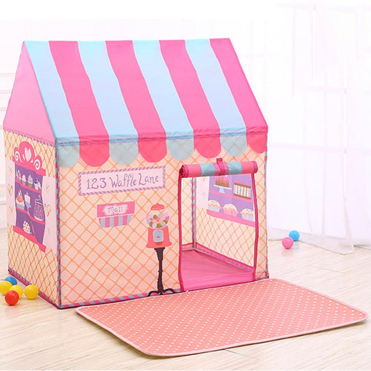 Skorter | Household Children Printing Play Tent Small Game House with Mat (Pink)