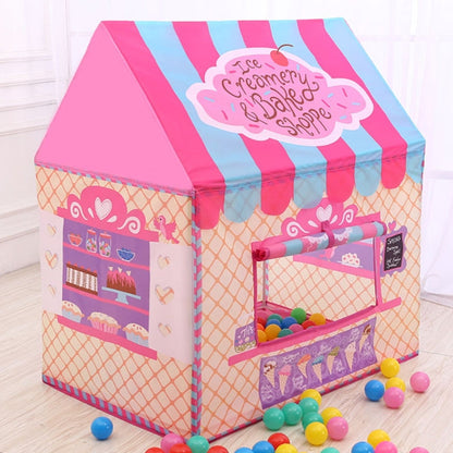 Skorter | Household Children Printing Play Tent Small Game House with Mat (Pink)