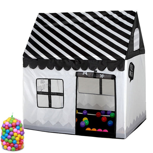 Skorter | Household Children Printing Play Tent Small Game House, with 50 Ocean Balls (Black White)