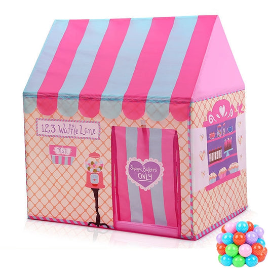 Skorter | Household Children Printing Play Tent Small Game House, with 50 Ocean Balls (Pink)