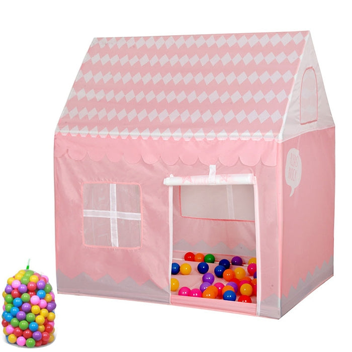 Skorter | Household Children Printing Play Tent Small Game House, with 50 Ocean Balls (Light Pink)