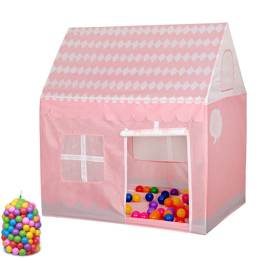 Skorter | Household Children Printing Play Tent Small Game House, with 50 Ocean Balls (Light Pink)